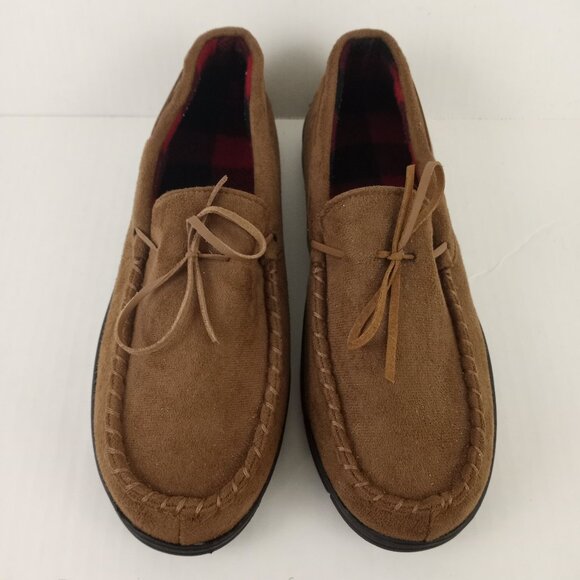 Club Room Brown Faux Suede Moccasin Slippers Mens L 9.5 - 10.5 - Picture 1 of 11